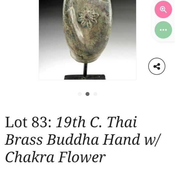 19th early 20th C. Thai brass Buddha hand w/ chakra flower. - Picture 4 of 16
